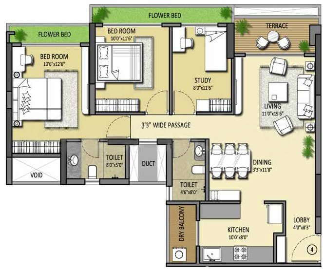 Metro Grand 1 BHK Floor Plan