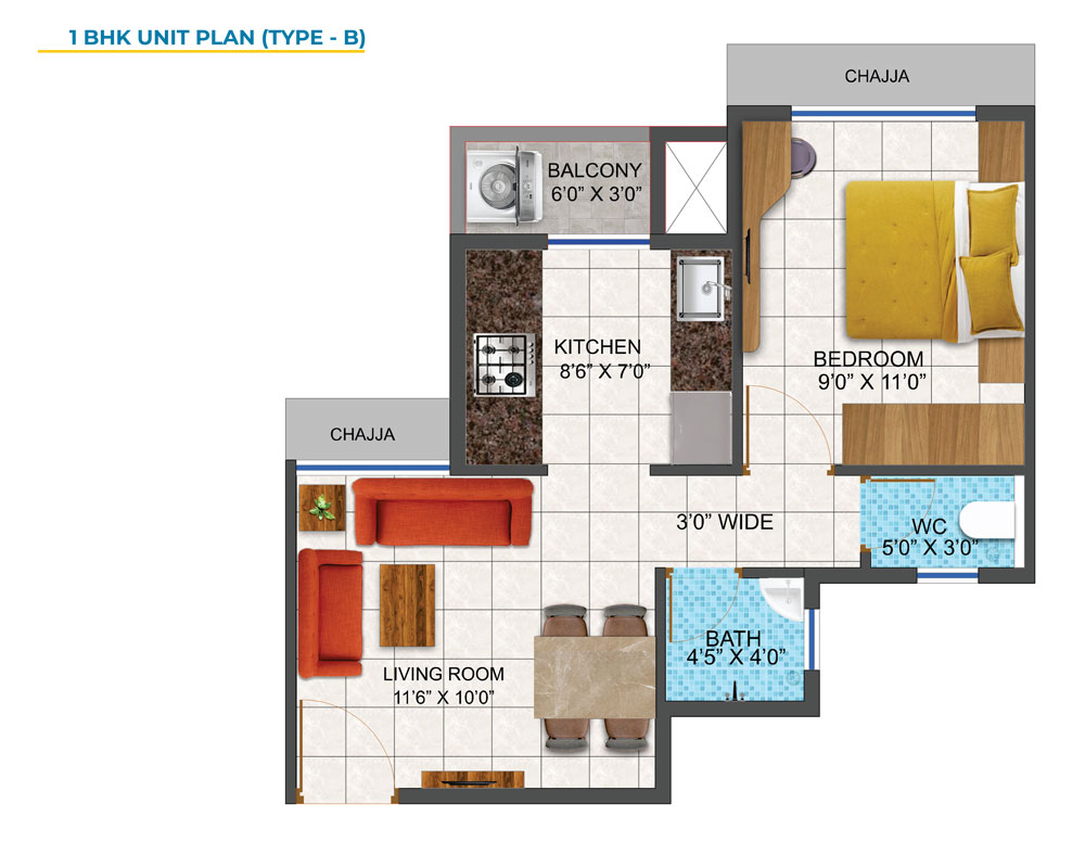 Arihant aaradhya 1 bhk floor plan