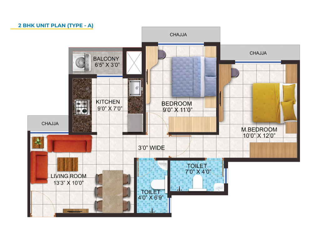 Arihant aaradhya 2 bhk floor plan