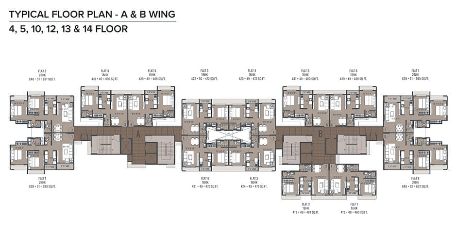 Sarvodaya Amrut Kalyan 2 BHK Floor Plan